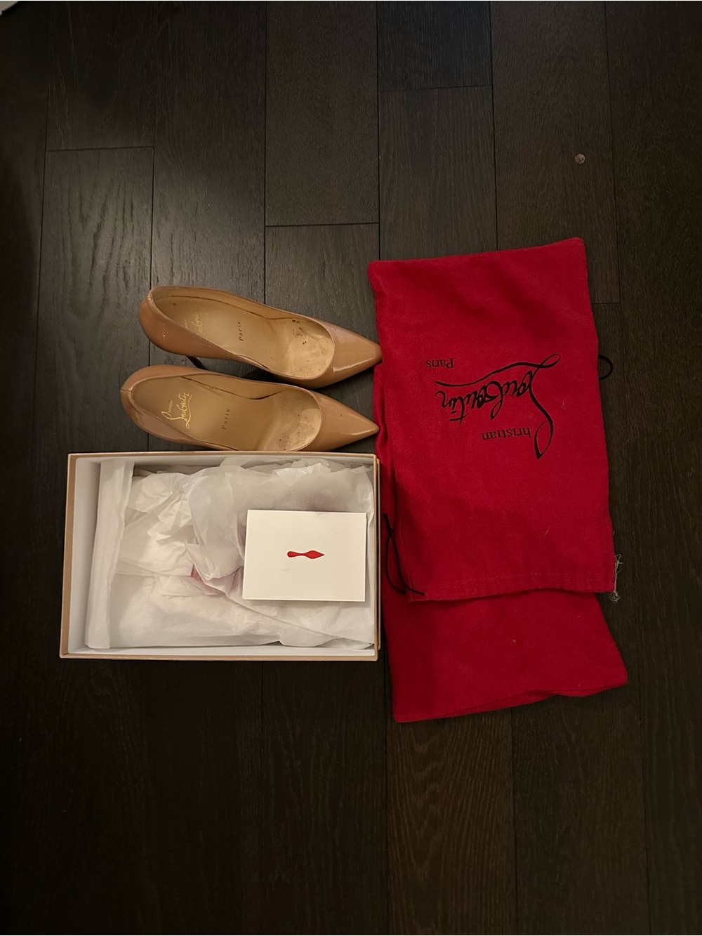 Christian Louboutin Kate 100 Nude Patent Pumps – Size 38